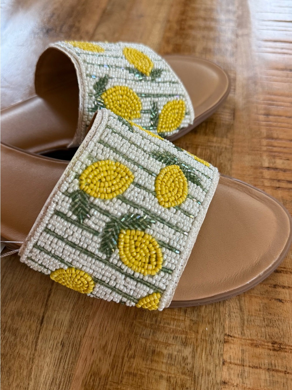 Haute Hippie Style Lemon Beaded Slides NWT | Viral Euro Summer Sandals Size 8 - Picture 3 of 12